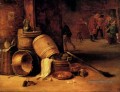 Une scène d’intérieur avec des pots de fûts des paniers d’oignons et des choux David Teniers le Jeune